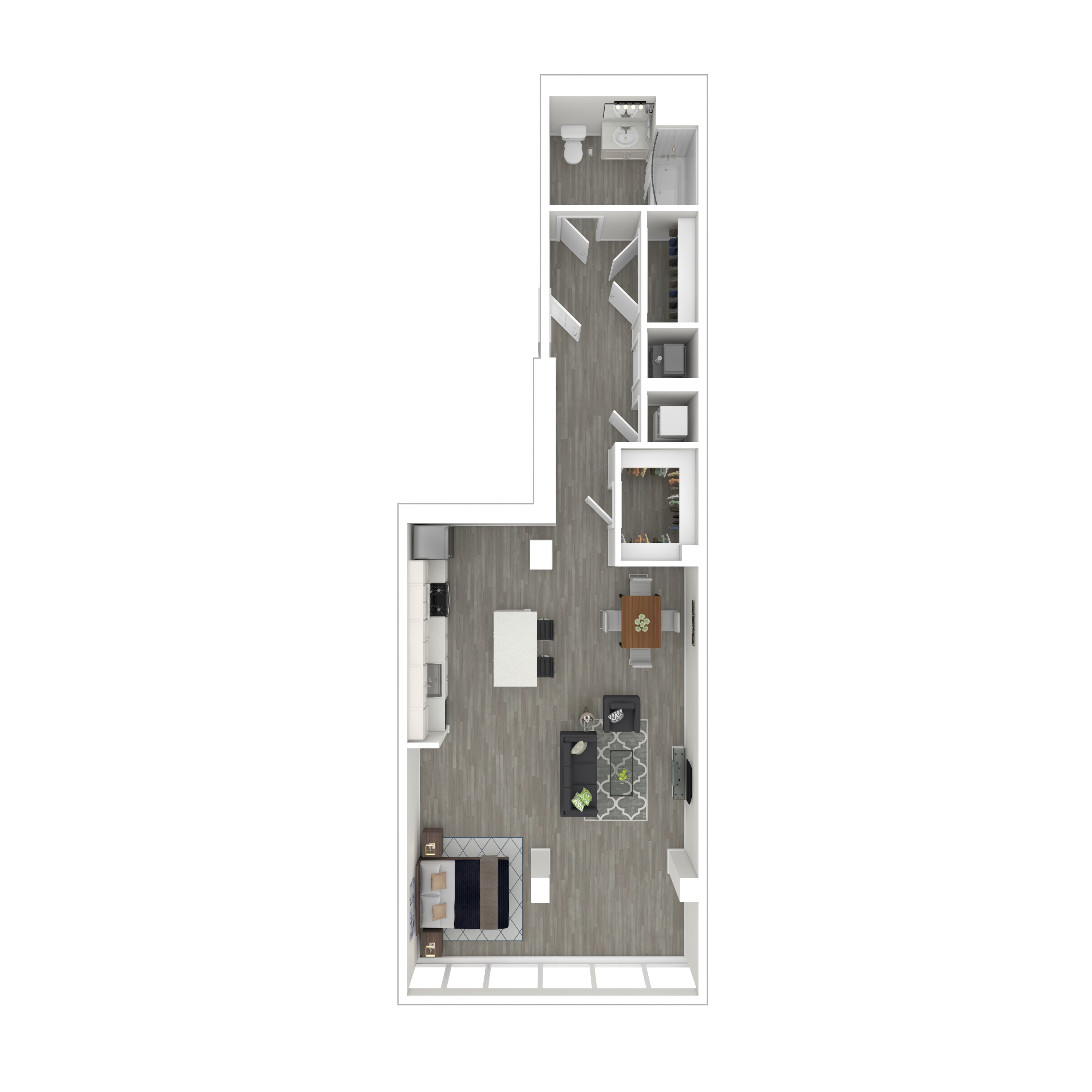 Floor plan for studio, 1 bath, 872 sqft