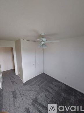 Scotland apartment for rent - A room with a ceiling fan and carpeted floor.