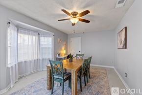 Sherwood house for rent - A dining room with a table and chairs.