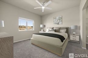 Piedmont apartment for rent - A bedroom with a large bed and a ceiling fan.