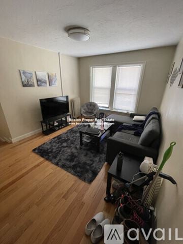 Boston apartment for rent - A living room with a black couch and a television.