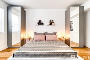 Miami apartment for rent - A bedroom with a bed, two pillows, and two lamps.