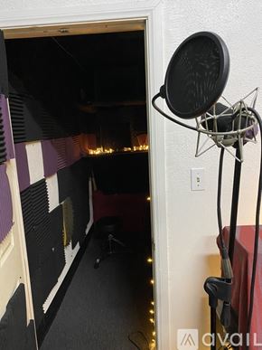 Los Angeles apartment for rent - A microphone on a stand in a room.