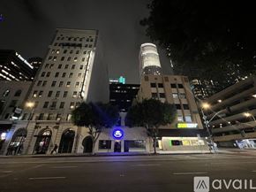 Los Angeles apartment for rent - A room with a checkered shower curtain and a black mat on the floor.