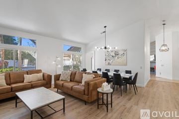 La Quinta house for rent - A living room with brown couches and a white coffee table.