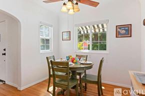 Santa Barbara house for rent - A dining room with a table set for four.