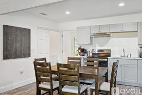 Grand Prairie house for rent - A dining room with a wooden table and chairs.