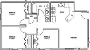 Mankato apartment for rent - A black and white image of a floor plan for a house.