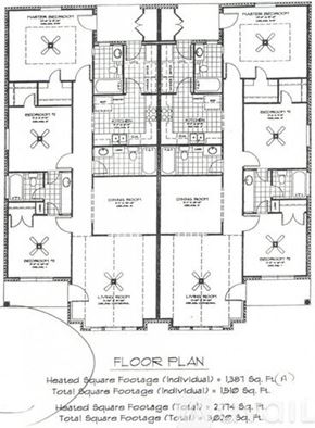 College Station townhouse for rent - A floor plan of a building with labeled rooms and square footage.
