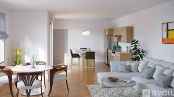 Altoona apartment for rent - A modern living room with a dining table and chairs.