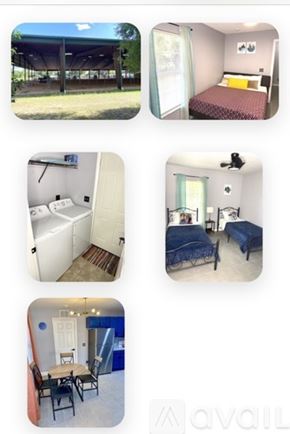 Ocala apartment for rent - A collage of six images showing different rooms and outdoor areas.
