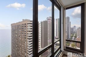 Chicago apartment for rent - A view of a cityscape from a high-rise building.