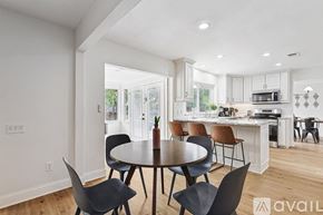 North Richland Hills house for rent - A modern kitchen with a dining table and chairs.