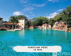 Miami house for rent - A pool with the text "Venetian Pool 13 min" on it.