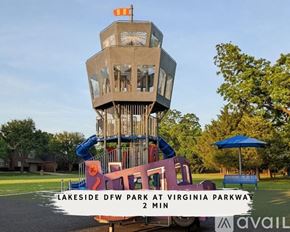 Flower Mound townhouse for rent - A playground with a tall tower structure and a slide in the foreground.