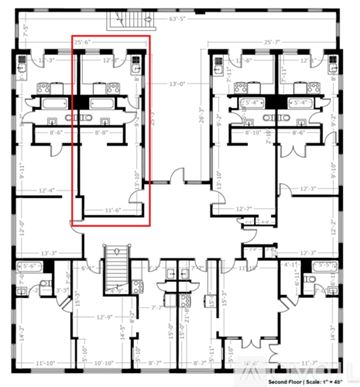 Tampa apartment for rent - A floor plan of a building with rooms and dimensions.