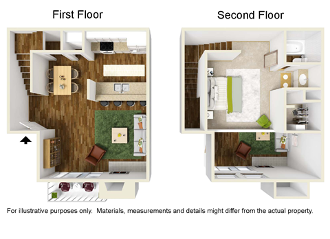 Floor plan for 1 bed, 1 bath, 688 sqft