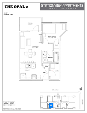 Fort Saskatchewan apartment for rent - A floor plan for a 10461 - 99 avenue apartment.