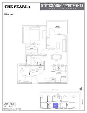 Fort Saskatchewan apartment for rent - A floor plan for an apartment at Stationview Apartments.