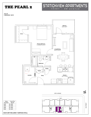 Fort Saskatchewan apartment for rent - A floor plan for an apartment at Stationview Apartments.