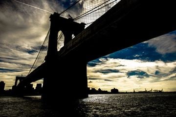 Brooklyn apartment for rent - A bridge silhouette against a sunset sky.