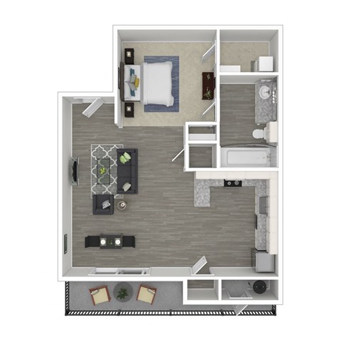 Floor plan for studio, 1 bath, 420 sqft