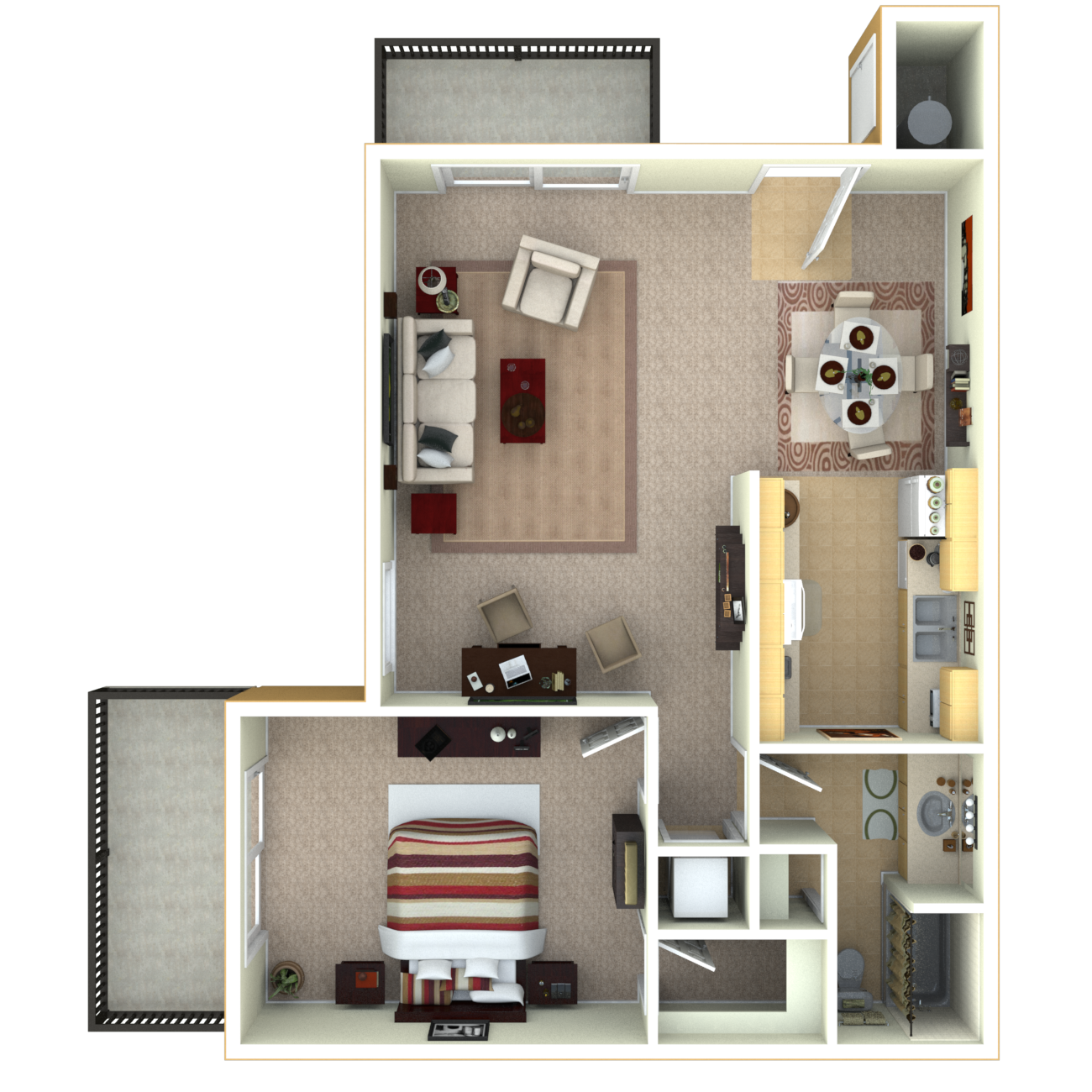 Floor plan for 1 bed, 1 bath, 824 sqft