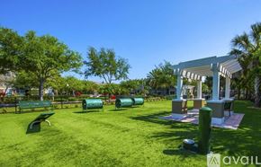St. Petersburg apartment for rent - A park with a gazebo, benches, and trees.