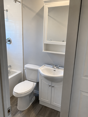 Dartmouth apartment for rent - A white toilet and sink in a bathroom.