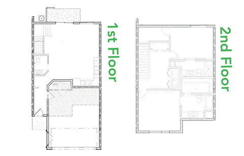 Floor plan for 2 beds, 2.5 baths, 1387 sqft