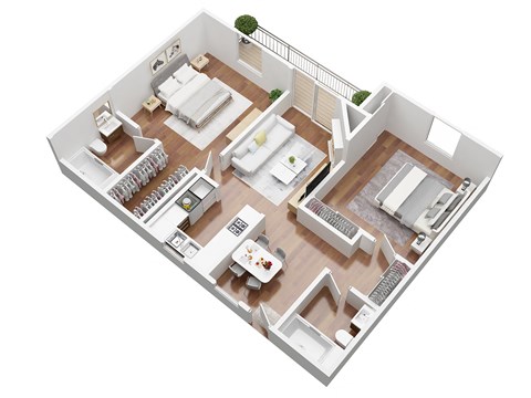 Floor plan for 2 beds, 2 baths, 1125 sqft