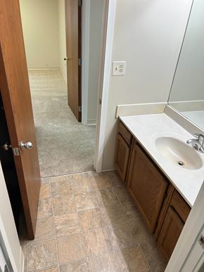 Erlanger house for rent - A bathroom with a sink and a mirror.