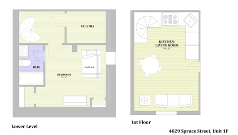 Floor plan for 1 bed, 1 bath, 560 sqft