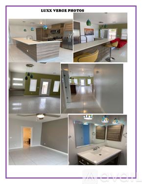 El Paso townhouse for rent - A series of interior photos showcasing a modern kitchen, dining area, and bathroom.
