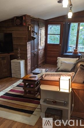 Rosendale house for rent - A living room with a couch, a coffee table, and a television.