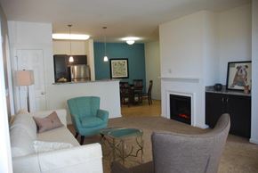 Waynesboro apartment for rent - A living room with a fireplace and a couch.