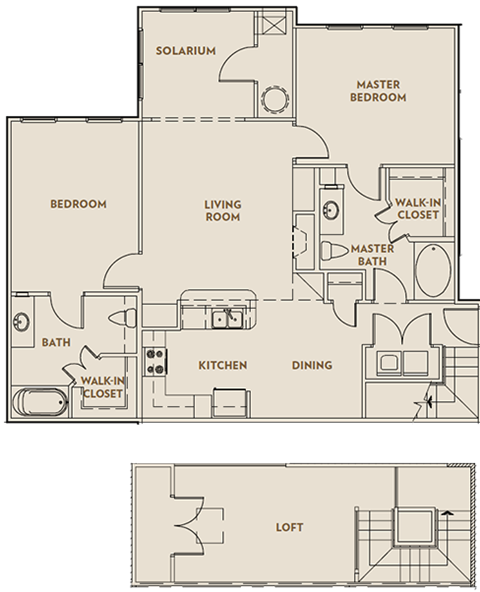 Floor plan for 2 beds, 2 baths, 1584 sqft
