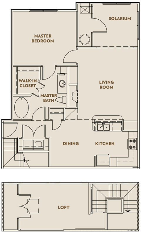 Floor plan for 1 bed, 1 bath, 1287 sqft
