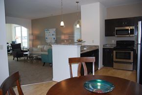 Waynesboro apartment for rent - a view of the kitchen and living room from the dining table