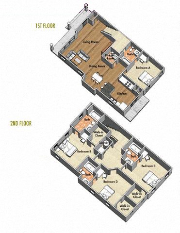 Floor plan for 4 beds, 4.5 baths, 417 sqft