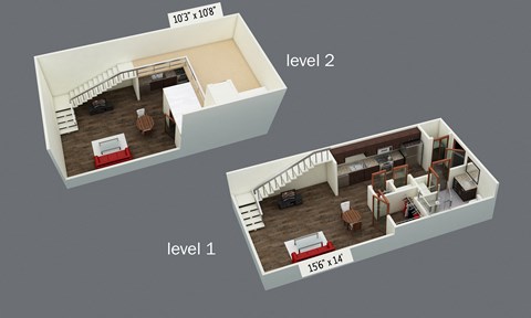 Floor plan for 1 bed, 1 bath, 593 sqft