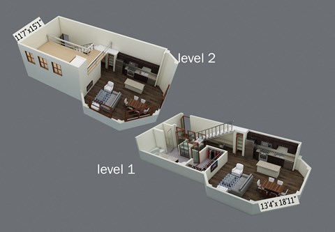Floor plan for 1 bed, 1 bath, 904 sqft