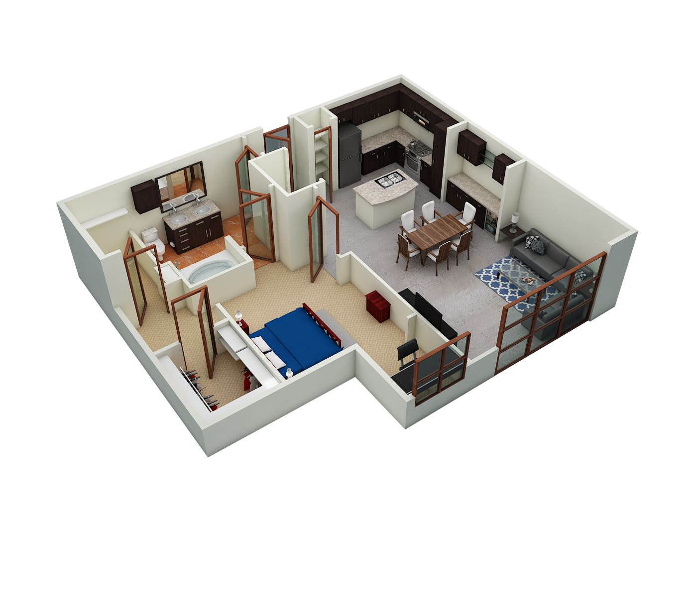 Floor plan for 1 bed, 1 bath
