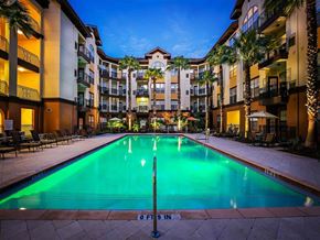 Tampa apartment for rent - the swimming pool at night at the grove apartments