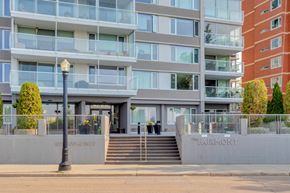 Edmonton apartment for rent - The image shows a modern building with the name "Fairmont" on the entrance.