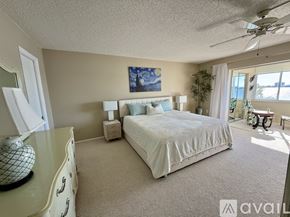 St. Petersburg condo for rent - A bedroom with a large bed and a dresser.