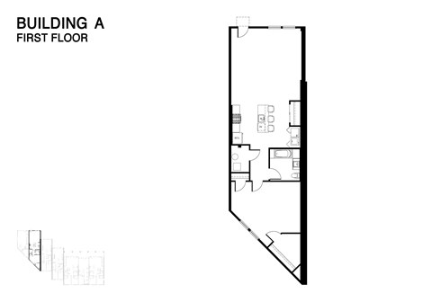 Floor plan for 1 bed, 1 bath, 821 sqft