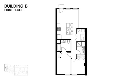Floor plan for 2 beds, 2 baths, 1297 sqft