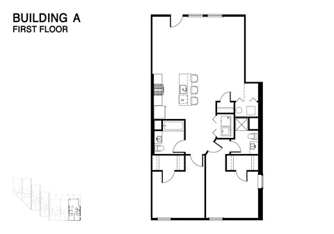 Floor plan for 2 beds, 2 baths, 1232 sqft