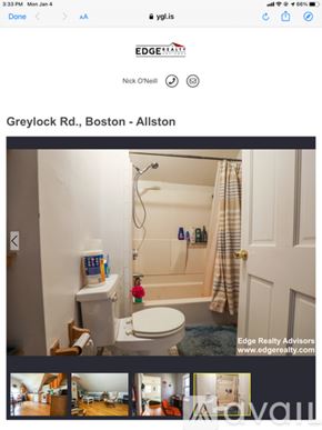 Boston apartment for rent - A bathroom with a toilet, sink, and shower.